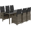 Image de vidaXL Ensemble de jardin bistrot 7 pièces avec coussins Gris Poly rotin