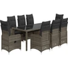 Image de vidaXL Ensemble de jardin bistrot 9 pièces avec coussins Gris Poly rotin