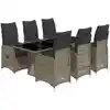 Image de vidaXL Ensemble de jardin bistrot 7 pièces avec coussins Gris Poly rotin