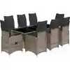 Image de vidaXL Ensemble de jardin bistrot 9 pièces avec coussins Gris Poly rotin