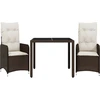 Image de vidaXL Ensemble de jardin bistrot 3 pièces avec coussins Marron Poly rotin
