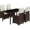 Image de vidaXL Ensemble de jardin bistrot 5 pièces avec coussins Marron Poly rotin
