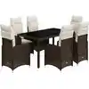 Image de vidaXL Ensemble de jardin bistrot 7 pièces avec coussins Marron Poly rotin