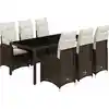Image de vidaXL Ensemble de jardin bistrot 7 pièces avec coussins Marron Poly rotin