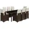 Image de vidaXL Ensemble de jardin bistrot 9 pièces avec coussins Marron Poly rotin