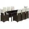 Image de vidaXL Ensemble de jardin bistrot 9 pièces avec coussins Marron Poly rotin