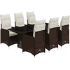 Image de vidaXL Ensemble de jardin bistrot 7 pièces avec coussins Marron Poly rotin