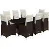 Image de vidaXL Ensemble de jardin bistrot 9 pièces avec coussins Marron Poly rotin