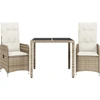 Image de vidaXL Ensemble de jardin bistrot 3 pièces avec coussins Beige Poly Rattan