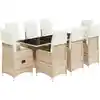 Image de vidaXL Ensemble de jardin bistrot 9 pièces avec coussins Beige Poly Rattan