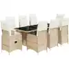 Image de vidaXL Ensemble de jardin bistrot 9 pièces avec coussins Beige Poly Rattan