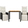 Image de vidaXL Ensemble de jardin bistrot 3 pièces avec coussins noir Poly rotin