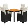 Image de vidaXL Ensemble de jardin bistrot 5 pièces avec coussins noir Poly rotin