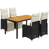 Image de vidaXL Ensemble de jardin bistrot 5 pièces avec coussins noir Poly rotin