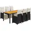 Image de vidaXL Ensemble de jardin bistrot 7 pièces avec coussins noir poly rotin