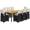 Image de vidaXL Ensemble de jardin bistrot 9 pièces avec coussins noir poly rotin