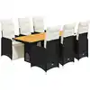 Image de vidaXL Ensemble de jardin bistrot 7 pièces avec coussins noir poly rotin
