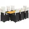 Image de vidaXL Ensemble de jardin bistrot 9 pièces avec coussins noir poly rotin