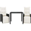 Image de vidaXL Ensemble de jardin bistrot 3 pièces avec coussins noir Poly rotin