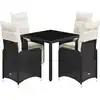 Image de vidaXL Ensemble de jardin bistrot 5 pièces avec coussins noir Poly rotin