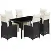 Image de vidaXL Ensemble de jardin bistrot 7 pièces avec coussins noir poly rotin