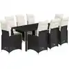 Image de vidaXL Ensemble de jardin bistrot 9 pièces avec coussins noir poly rotin