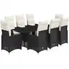 Image de vidaXL Ensemble de jardin bistrot 9 pièces avec coussins noir poly rotin
