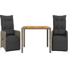 Image de vidaXL Ensemble de jardin bistrot 3 pièces avec coussins Gris Poly rotin