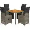 Image de vidaXL Ensemble de jardin bistrot 5 pièces avec coussins Gris Poly rotin