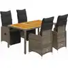 Image de vidaXL Ensemble de jardin bistrot 5 pièces avec coussins Gris Poly rotin