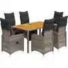Image de vidaXL Ensemble de jardin bistrot 7 pièces avec coussins Gris Poly rotin