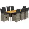 Image de vidaXL Ensemble de jardin bistrot 9 pièces avec coussins Gris Poly rotin