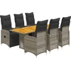 Image de vidaXL Ensemble de jardin bistrot 7 pièces avec coussins Gris Poly rotin