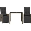 Image de vidaXL Ensemble de jardin bistrot 3 pièces avec coussins Gris Poly rotin
