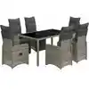 Image de vidaXL Ensemble de jardin bistrot 7 pièces avec coussins Gris Poly rotin