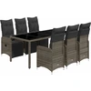 Image de vidaXL Ensemble de jardin bistrot 7 pièces avec coussins Gris Poly rotin