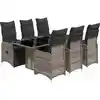Image de vidaXL Ensemble de jardin bistrot 7 pièces avec coussins Gris Poly rotin