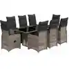 Image de vidaXL Ensemble de jardin bistrot 9 pièces avec coussins Gris Poly rotin