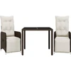 Image de vidaXL Ensemble de jardin bistrot 3 pièces avec coussins Marron Poly rotin