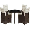 Image de vidaXL Ensemble de jardin bistrot 5 pièces avec coussins Marron Poly rotin