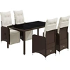 Image de vidaXL Ensemble de jardin bistrot 5 pièces avec coussins Marron Poly rotin