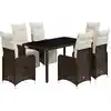 Image de vidaXL Ensemble de jardin bistrot 7 pièces avec coussins Marron Poly rotin