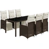 Image de vidaXL Ensemble de jardin bistrot 7 pièces avec coussins Marron Poly rotin
