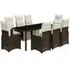 Image de vidaXL Ensemble de jardin bistrot 9 pièces avec coussins Marron Poly rotin