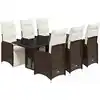 Image de vidaXL Ensemble de jardin bistrot 7 pièces avec coussins Marron Poly rotin