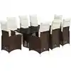 Image de vidaXL Ensemble de jardin bistrot 9 pièces avec coussins Marron Poly rotin