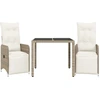 Image de vidaXL Ensemble de jardin bistrot 3 pièces avec coussins Marron Poly rotin
