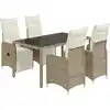 Image de vidaXL Ensemble de jardin bistrot 5 pièces avec coussins Marron Poly rotin