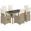 Image de vidaXL Ensemble de jardin bistrot 7 pièces avec coussins Marron Poly rotin