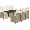 Image de vidaXL Ensemble de jardin bistrot 7 pièces avec coussins Marron Poly rotin